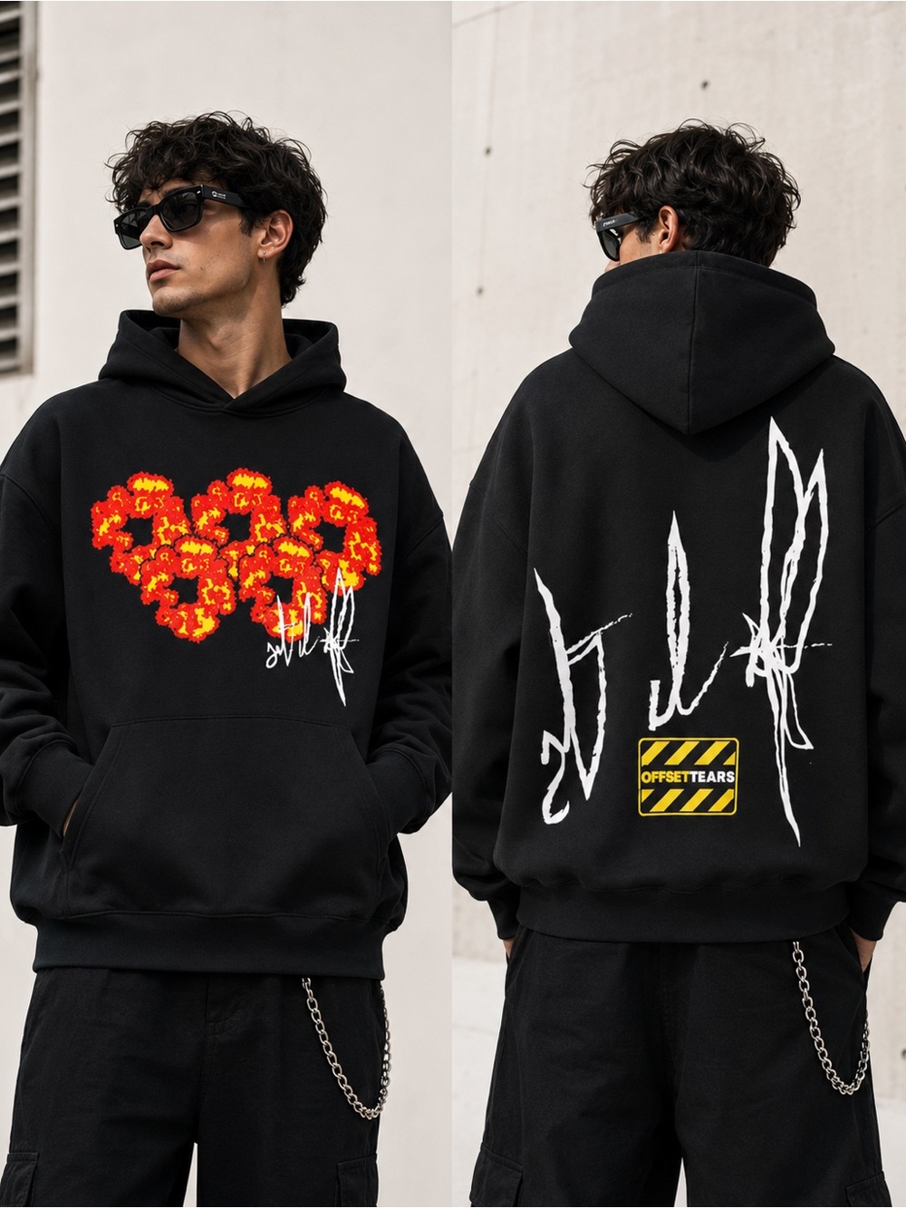 Denim Tears x Offset “Offset Tears” black hoodie- Large Men